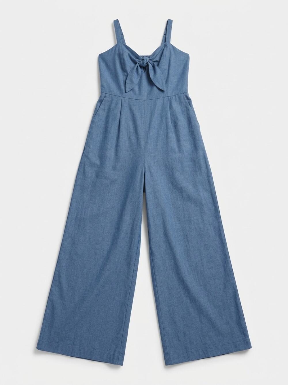 Shein blue denim lookimg wide-leg jumpsuit Size L